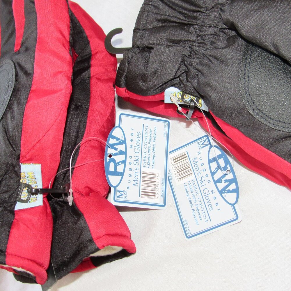NWT Lot of 2 Rugged Wear Ski Winter Insulated Gloves Men's sz M Red Black - Picture 3 of 3